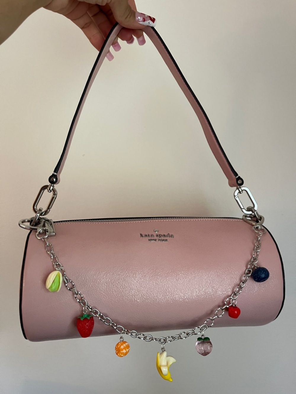Silver Fruit Purse Charm Bag Chain 🍉🍒🍇🍎🍉🍑